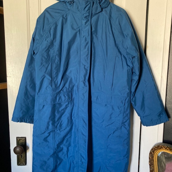 Vintage L.L. Bean Light Blue Hooded Long Women’s Coat M - Picture 2 of 9